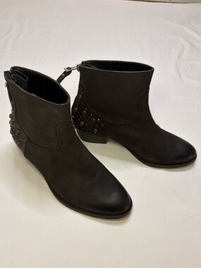 Zadig & Voltaire Teddy Black Leather Skull Studded Ankle Boots Women’s 39